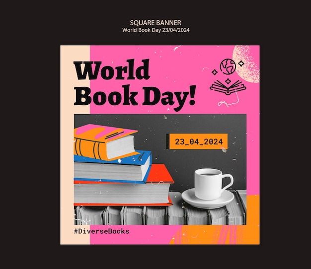 World book day celebration banner template