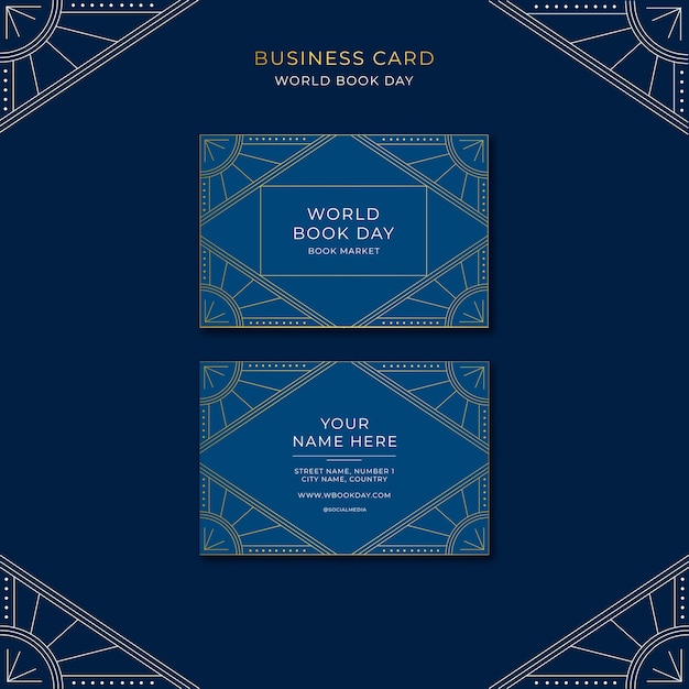 World book day celebration business card  template