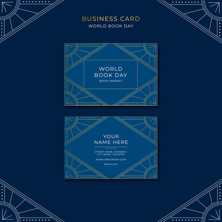 Free PSD world book day celebration business card  template