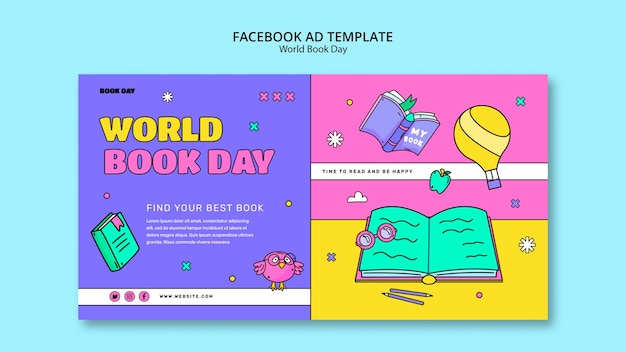 Modello facebook per la celebrazione della giornata mondiale del libro