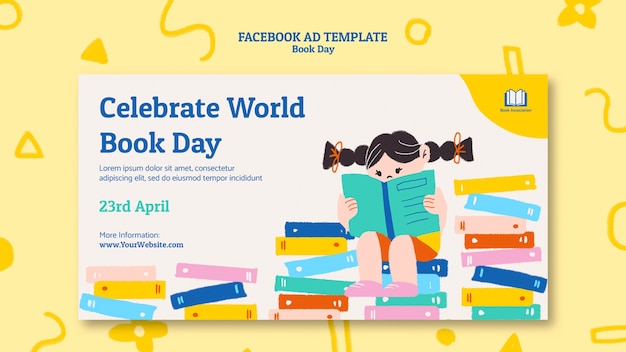 Modello facebook per la celebrazione della giornata mondiale del libro