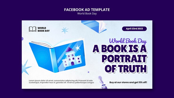 Бесплатный PSD шаблон facebook для празднования всемирного дня книги