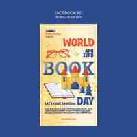 PSD gratuito template di facebook per la celebrazione della giornata mondiale del libro