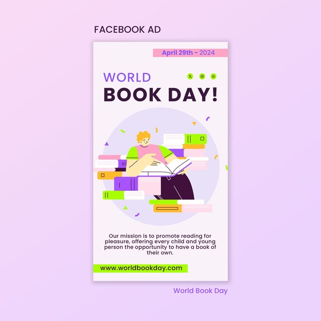 Free PSD world book day celebration facebook  template