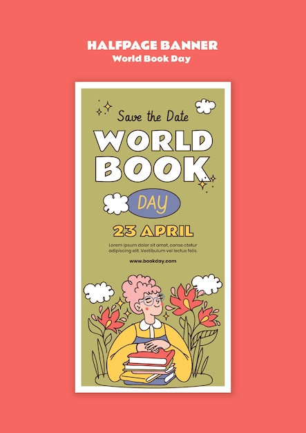 World book day celebration halfpage banner