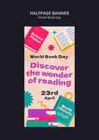 Free PSD world book day celebration halfpage banner