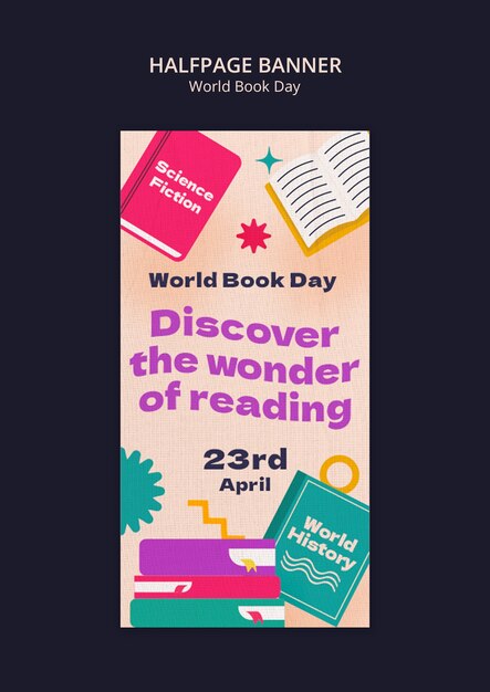 World book day celebration halfpage banner