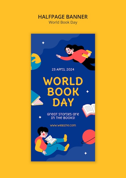 World book day celebration halfpage banner