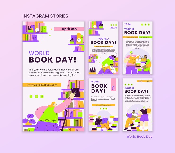 Free PSD world book day celebration instagram stories