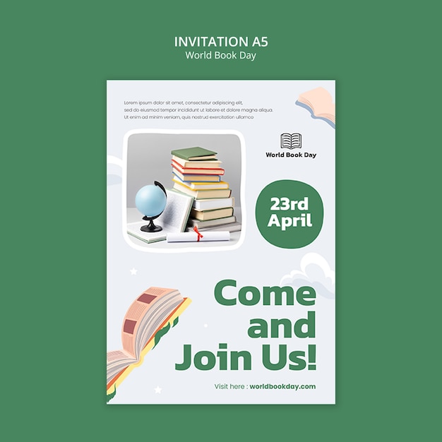 World book day celebration invitation template