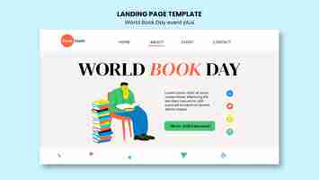 無料PSD 世界図書の日のお祝いのランディングページ