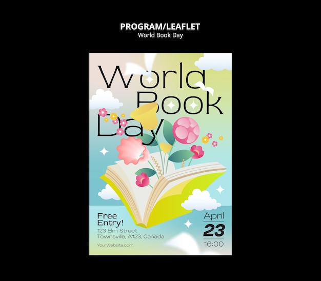 Free PSD world book day celebration leaflet template