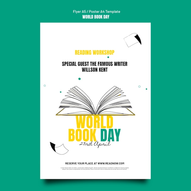 世界図書の日のお祝いのポスターテンプレート