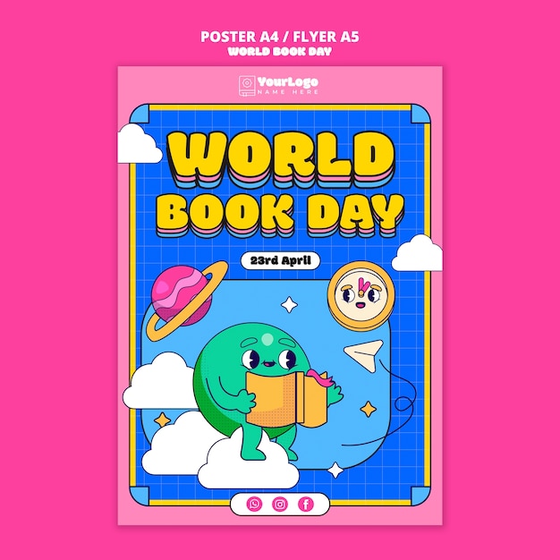 Free PSD world book day celebration poster template