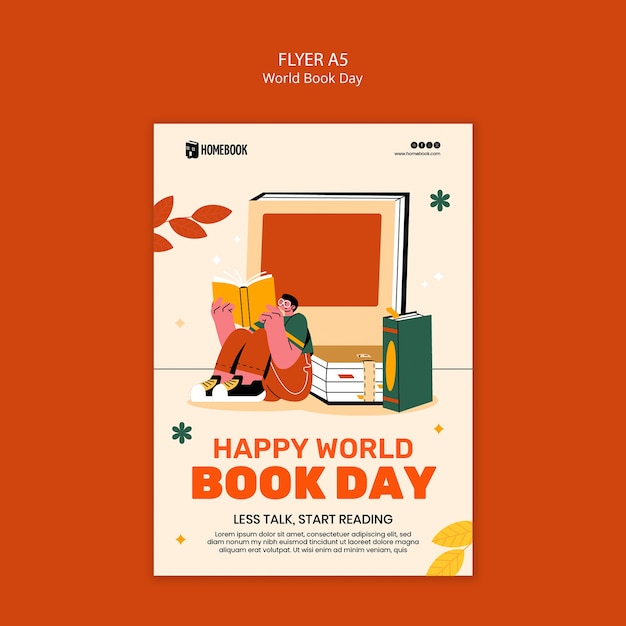Шаблон плаката для празднования всемирного дня книги