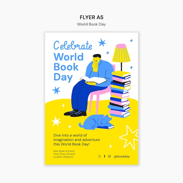 World book day celebration poster template