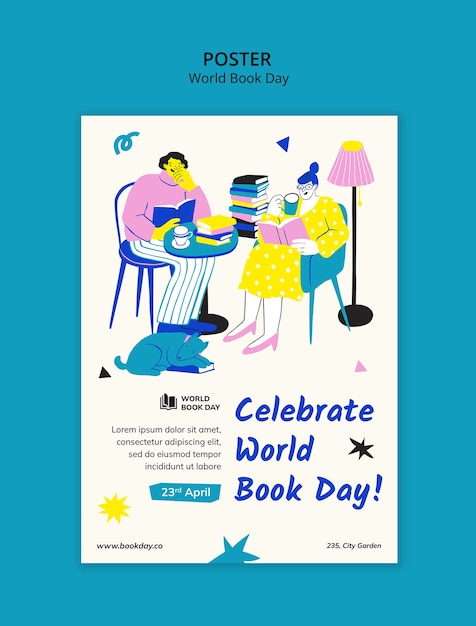 Free PSD world book day celebration poster template