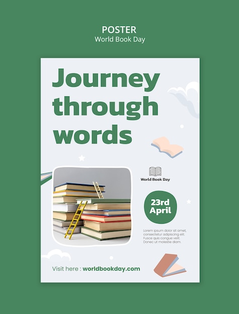 Free PSD world book day celebration poster