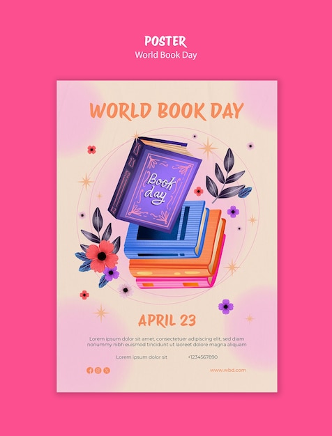 Free PSD world book day celebration poster