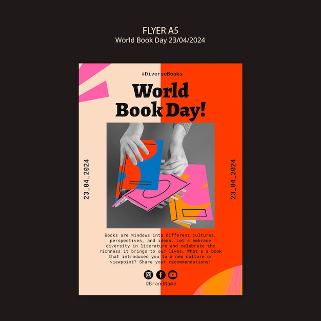 Free PSD world book day celebration poster