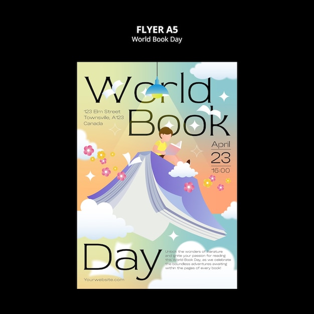 Free PSD world book day celebration poster