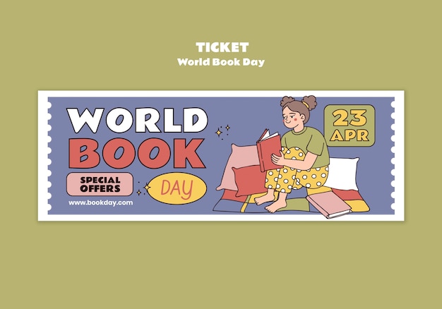 World book day celebration ticket  template