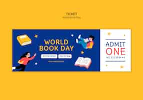 무료 PSD 세계 책의 날 축하 티켓 템플릿