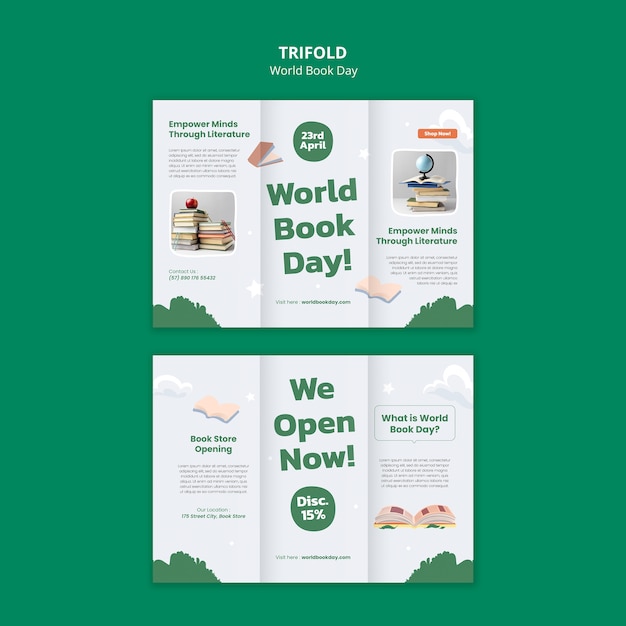 World book day celebration trifold brochure