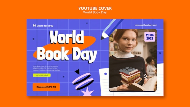 Banner di youtube per la celebrazione della giornata mondiale del librocopertina di youtube