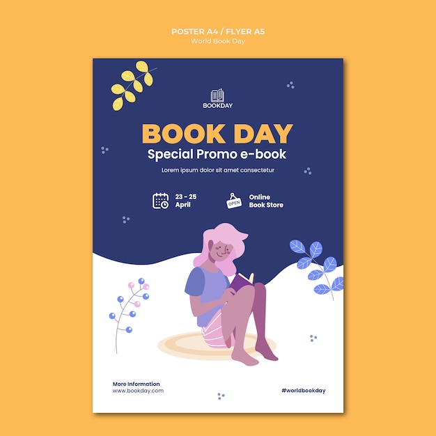 무료 PSD 세계 도서의 날 이벤트 포스터