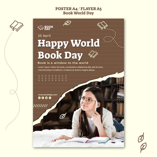 PSD gratuito modello di volantino della giornata mondiale del libro