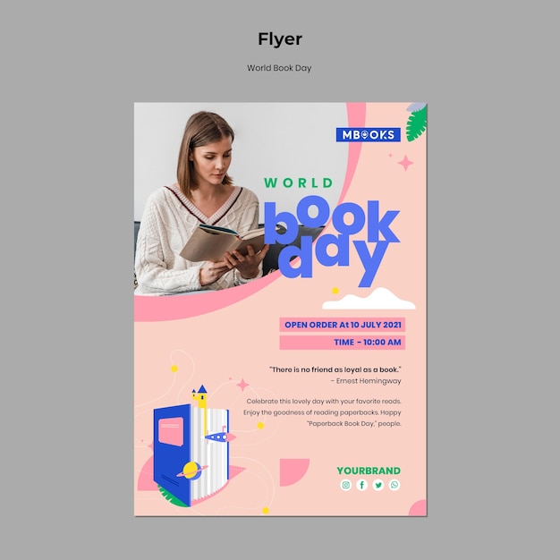 Free PSD world book day flyer template
