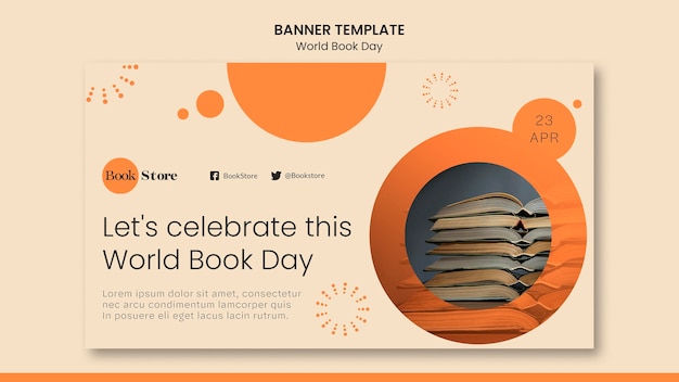 Free PSD world book day horizontal banner template