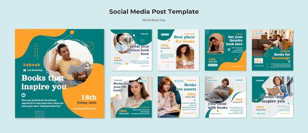 Free PSD world book day instagram posts template