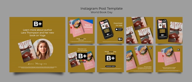 PSD gratuito post instagram per la giornata mondiale del libro