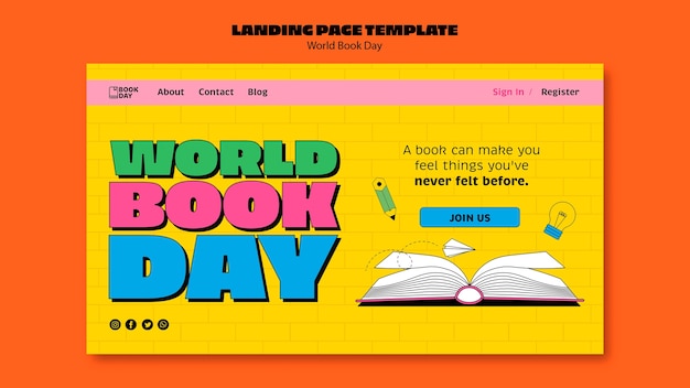 無料PSD 世界図書の日のランディングページテンプレート