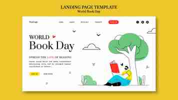 無料PSD 世界の本の日のランディングページ