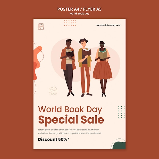 Free PSD world book day poster template