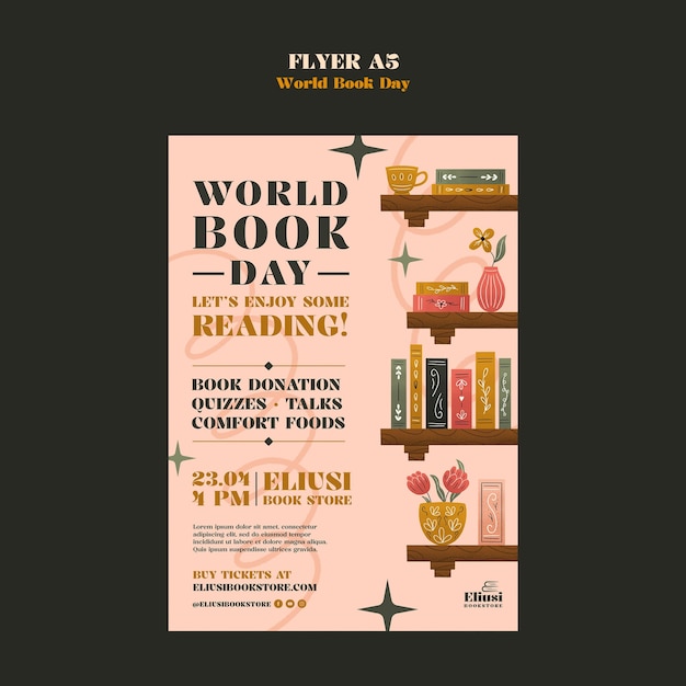Шаблон плаката Всемирного дня книги