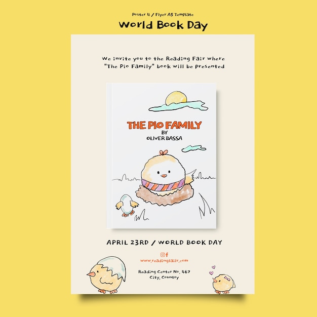 Free PSD world book day poster template