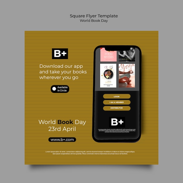 World book day square flyer template