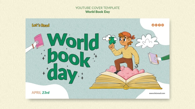 Бесплатный PSD Дизайн шаблона всемирного дня книги
