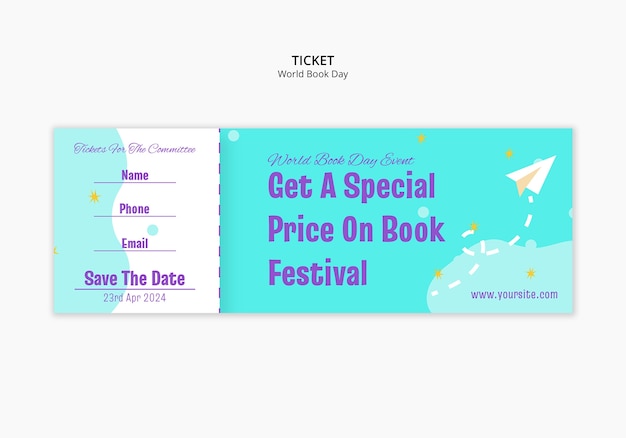 Free PSD world book day ticket template