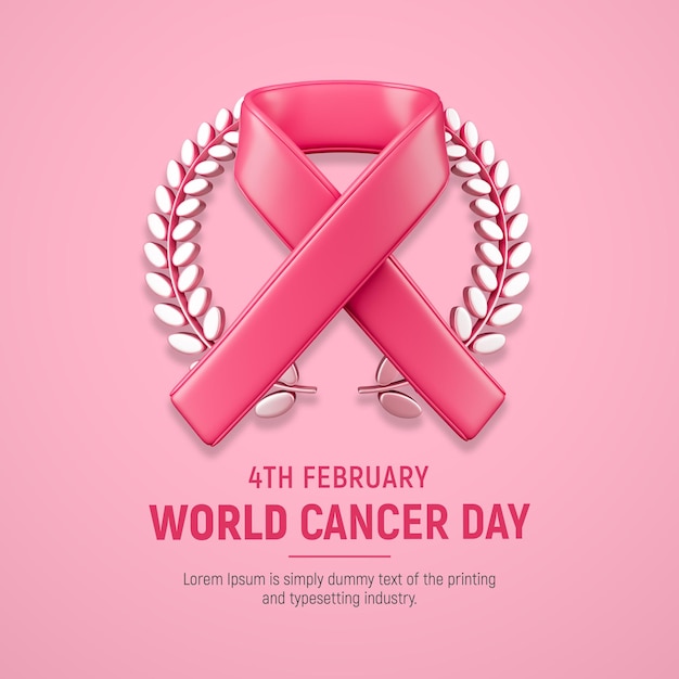 PSD gratuito giornata mondiale del cancro 4 febbraio modello di banner orizzontale colore dell'anno 2023