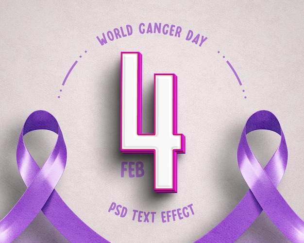 PSD gratuito effetto di testo modificabile per la consapevolezza della giornata mondiale del cancro