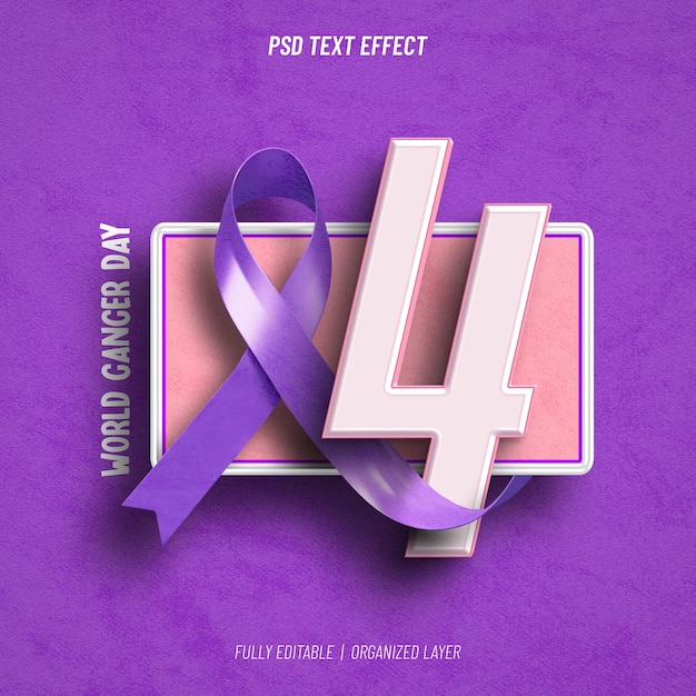 Free PSD world cancer day awareness editable text effect