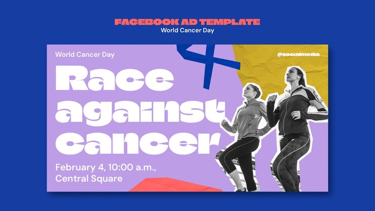 Бесплатный PSD шаблон facebook для осведомленности о всемирном дне рака