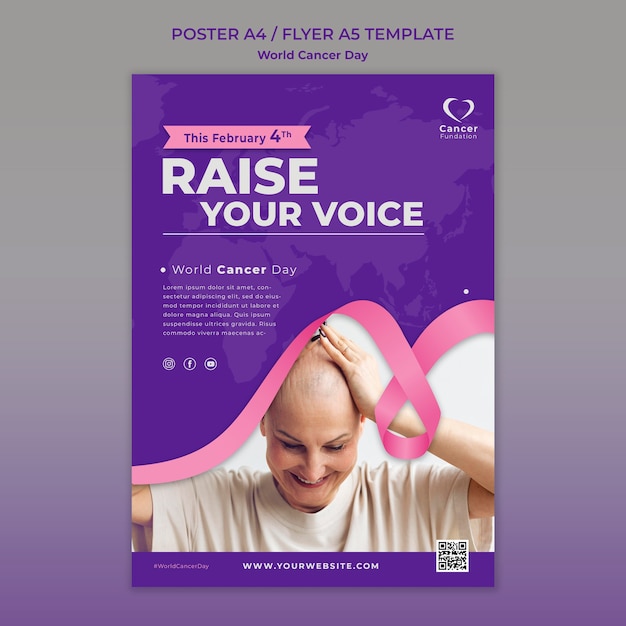 Free PSD world cancer day awareness flyer template