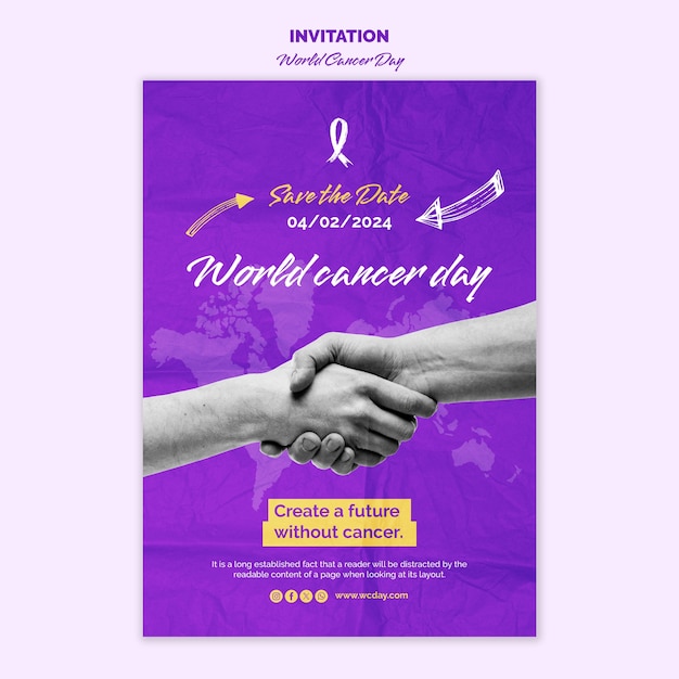 Free PSD world cancer day awareness invitation template