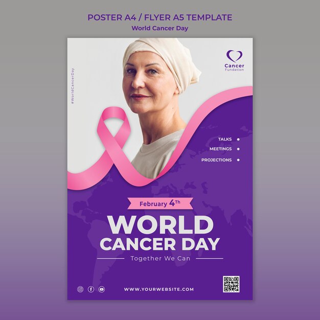 세계 암의 날 인식 포스터 템플릿